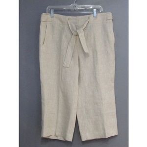 Talbots Pure Irish Linen Capris Belted Size 12P